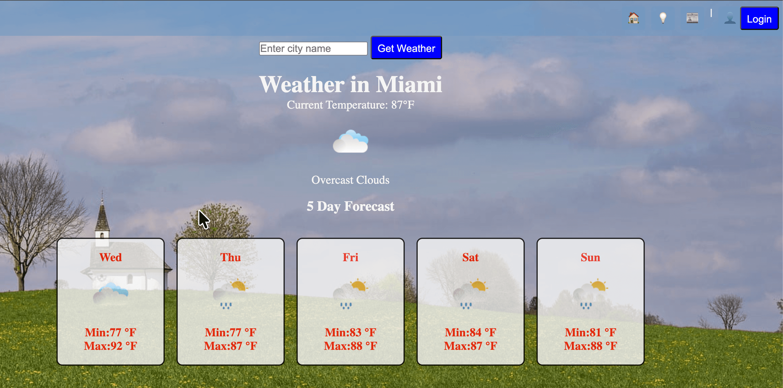 screenshot of weather app with user posts
